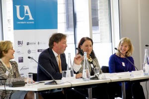 Julie Mercer (far-right) speaking at the launch of the Closing the gap report