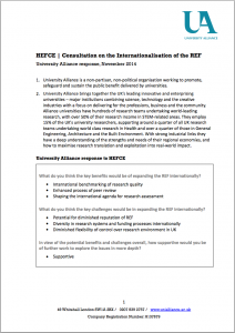 Consultation on the Internationalisation of the REF