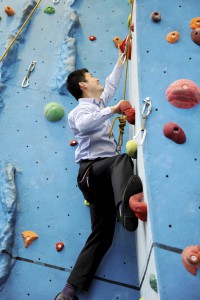 International, Chinese students at Climbing Wall, Olympia Building