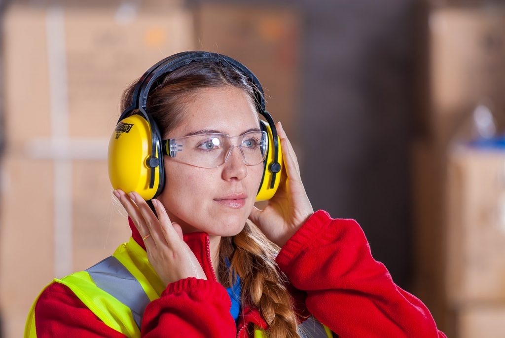 Young female construction worker