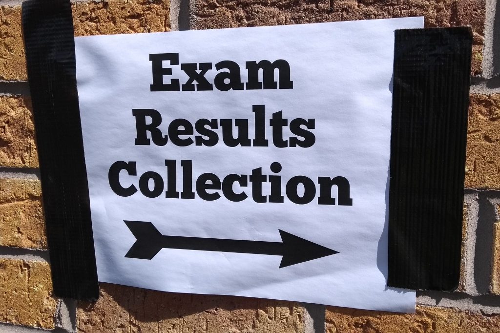 Exam Results sign