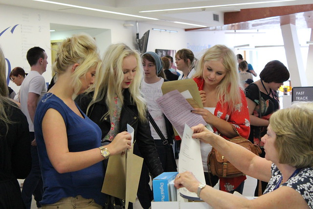 Students receiving A-Level Results